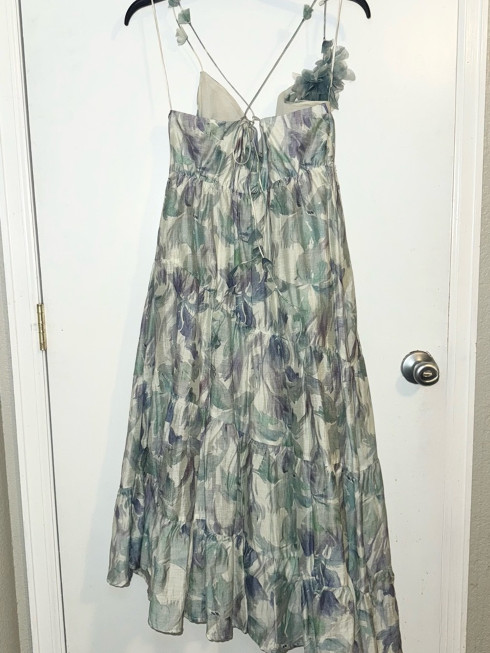 Lucy Paris Blue and Mint Floral Tiered Midi Dress - Picture 10 of 10